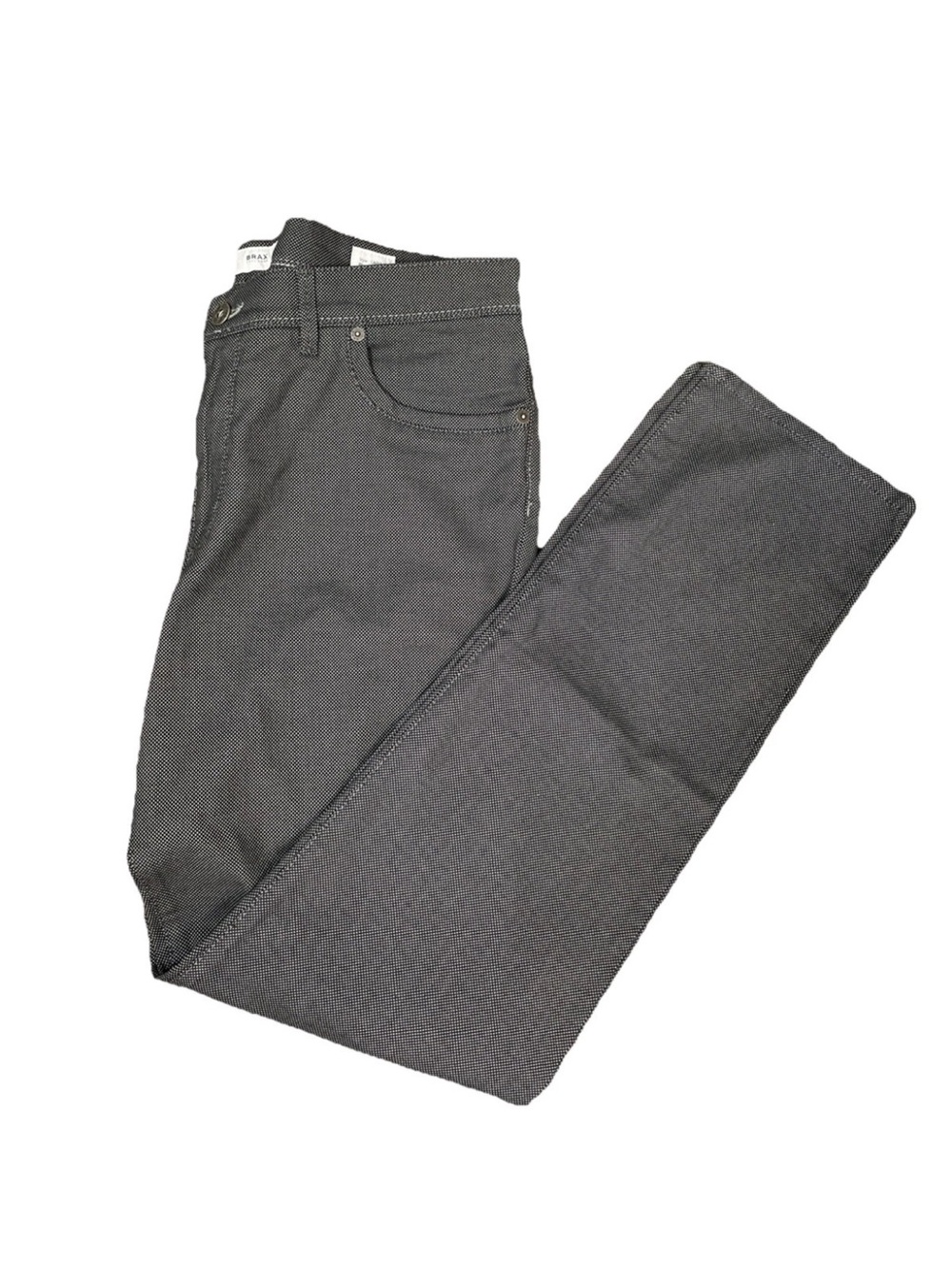 Brax Cadiz Straight Leg Gray PATTERN Flat Front Pant Two Tone Cotton 38x34 New